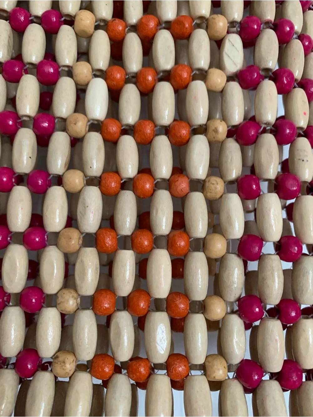 L*SPACE Women’s Natural Pink Orange Wood Beaded Clutch Handbag